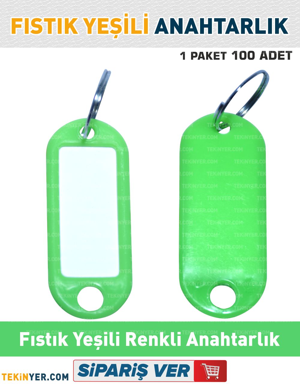 Fıstık Yeşili Renkli Plastik anahtarlık